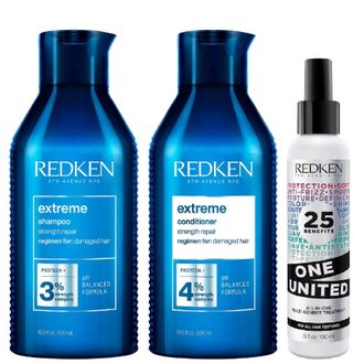 Redken Womens Extreme Trio Bundle: Shampoo 500ml, Conditioner & One United 150ml - One Size