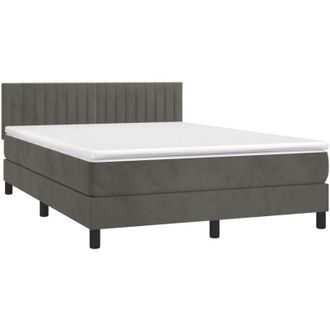 vidaXL Cama Box Spring Con Colch&oacute;n Terciopelo Gris Oscuro 140x200 Cm Vidaxl
