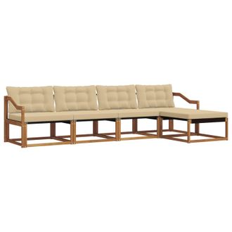 vidaXL Conjunto De Sof&aacute;s De Exterior Con Coj&iacute;n 5 Pcs Natural Y Beige Vidaxl