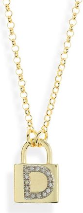 Meshmerise Diamond Padlock Initial Pendant Necklace - 0.12ct. in Yellow-D at Nordstrom Rack