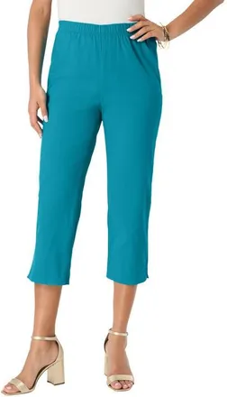 Roaman's Plus Size Comfort Stretch Capri Jean in Deep Turquoise at Nordstrom, Size 42