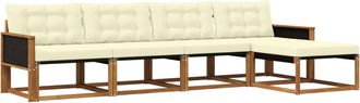 vidaXL Conjunto De Sof&aacute;s De Exterior 5 Uds. Natural Y Crema Vidaxl