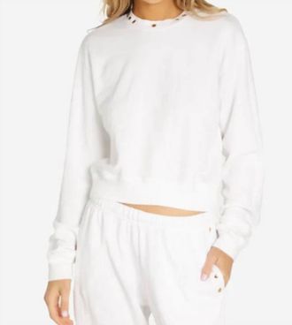Michael Lauren Exon Crop Crew Neck With Neck Trim In White