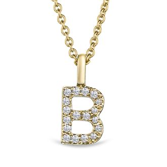 The Diamond Store Love Letter Initial B Lab Diamond Necklace Set In 9k Yellow Gold