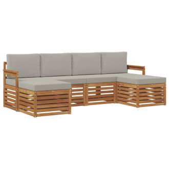 vidaXL Juegos De Sof&aacute;s Con Coj&iacute;n 6 Pcs Gris Natural Y Claro Vidaxl