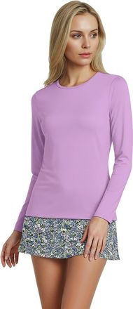Lands End SunShade UPF 50 Long Sleeve Relaxed Rash Guard in Wild Lilacs at Nordstrom, Size Small P