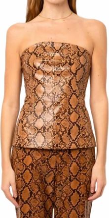 Amylynn Snakeskin Bandeau Top In Brown