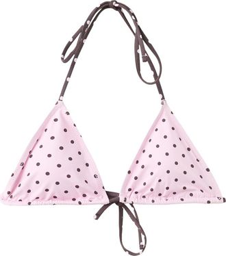Mango Polka Dot Triangle Bikini Top in Light Pink at Nordstrom, Size Medium