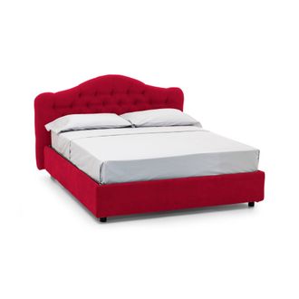 Dmora Cama Doble Alfer, Cama Doble Con Colch&oacute;n Incluido, Desenfundable Made In Italy, Con Contenedor, Rojo