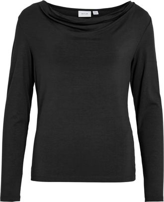 Vila Vila, Tops, Dames, Zwart, M, Trui met lange mouwen en col voor vrouwen