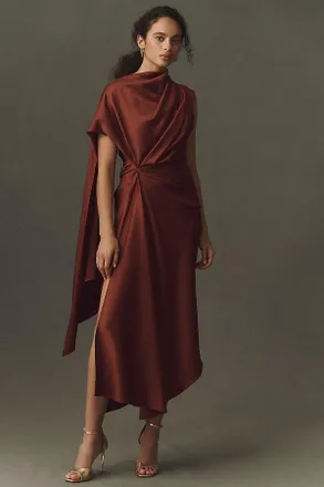 De La Vali Lunessa Satin Midi Dress