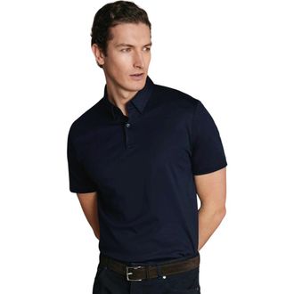 CHARLES TYRWHITT Plain Short Sleeve Jersey Polo in Navy at Nordstrom, Size Xx-Large