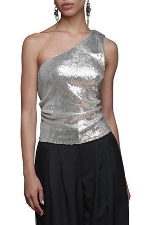 Avec Les Filles One-Shoulder Sequin Tank Top in Silver at Nordstrom Rack, Size X-Small