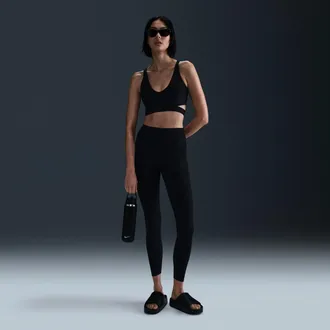 Nike Womens Zenvy Rib High-Waisted 7/8 Leggings in Black | HF1443-010