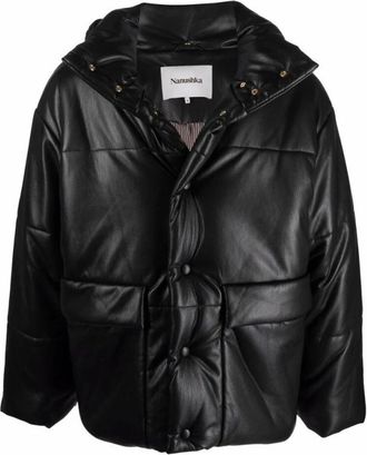 Nanushka Black Faux Leather Padded Jacket