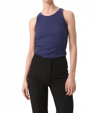 Soaked In Luxury Simone Rib Jersey Slim Fit Tank Top In Patriot Blue
