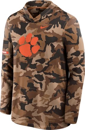Nike Clemson 2026 Military Appreciation Nike Mens Dri-FIT College Long-Sleeve Hooded Top in Brown | 03B92EACLN-954