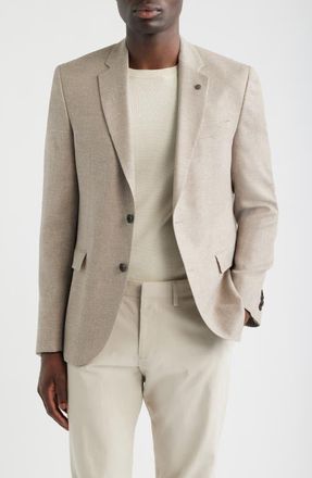 AllSaints Ross Slim Fit Tan M&eacute;lange Textured Wool & Linen Sport Coat at Nordstrom, Size 42Regular