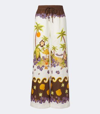 Alemais Al&eacute;mais Island Cove printed linen wide-leg pants