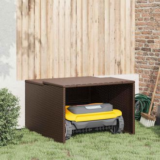 vidaXL Caseta Robot Cortac&eacute;sped Rat&aacute;n Sint&eacute;tico Marr&oacute;n 86x90x52/57 Cm Vidaxl