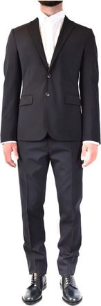 Dsquared2 Stijlvolle Zwarte Wollen Jas - Heren - Business pakken - Zwart - M - Wol - Kostuums