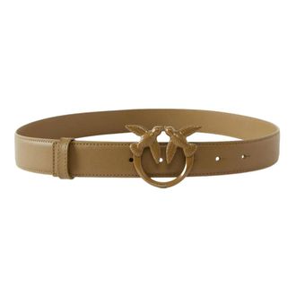 Pinko Love Berry H3 Riem - Dames - Riemen - Groen - S - Leer - Accessoires
