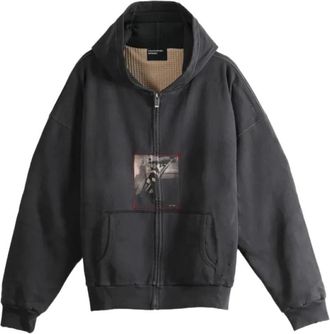 Enfants Riches Deprimes Stretched Out Thermal Lined Zip Up Hoodie - Heren - Vesten met rits - Zwart - L - Katoen - Hoodies & sweatvesten