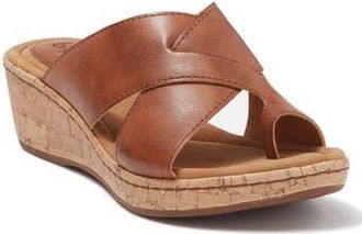B&oslash;rn Summer Crisscross Wedge Sandal in Dark Tan at Nordstrom Rack, Size 10