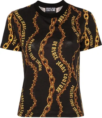 Versace Jeans Couture Chain Couture cotton T-shirt - women - Cotton - S - Black