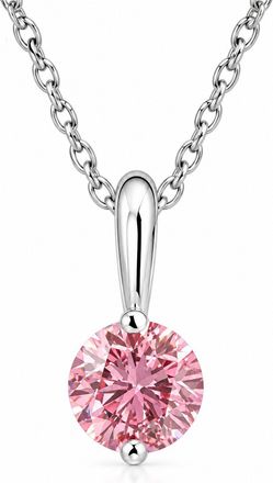 Pompeii3 1/4Ct Pink Diamond Solitaire Pendant 14k White Gold 18 Necklace Lab Grown