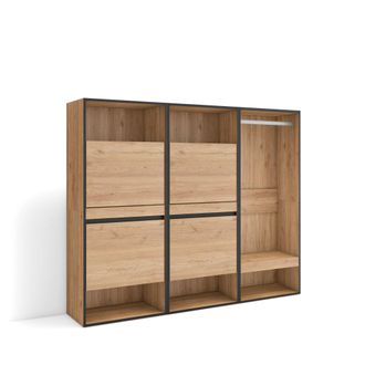 Skraut Home Skraut Home - Zapatero, Armario Zapatos Botas, 180x145x35 Cm, Dormitorio, Habitaci&oacute;n, Vestidor Abierto, Estilo Moderno, Roble