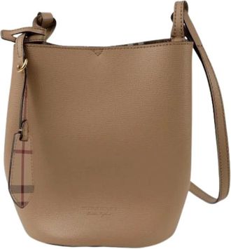 Burberry Pre-owned Bucket Bags, female, Beige, Size: ONE SIZE Pre-owned Haymarket Run Bucket Shoulder Crossbody Bag