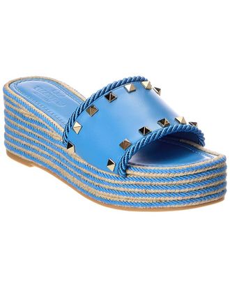 Valentino Dnu Inv Valentino Rockstud 60 Leather Wedge Sandal