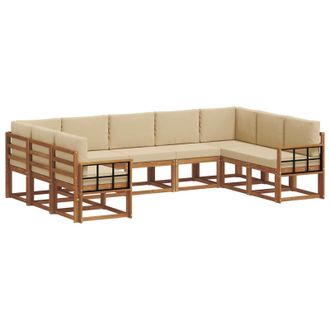 vidaXL Conjunto De Sof&aacute;s De Exterior Con Coj&iacute;n 9 Pcs Natural Y Beige Vidaxl