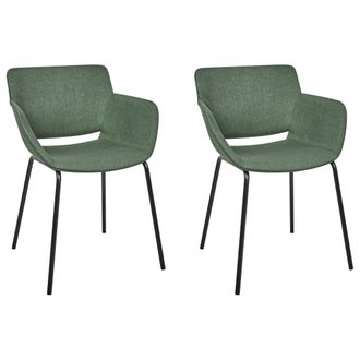 Beliani Conjunto De 2 Sillas De Comedor Elegantes Tapicer&iacute;a De Poli&eacute;ster Patas De Metal Muebles De Comedor Verde Axtel