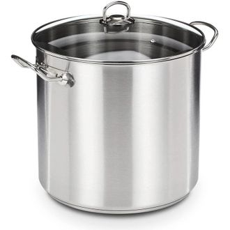GSW 643474 pentola jumbo professionale con coperchio in vetro 30x28 cm/ca. 20,0 litri, acciaio inossidabile, argento, 30 cm