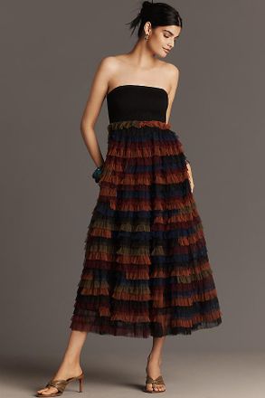 Bl^nk London Zoyla Strapless Tulle Midi Dress