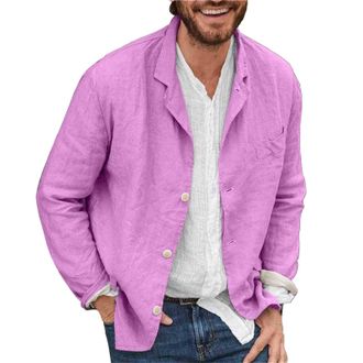 Generic Casual Blazer MenS Blazer Linen Relaxed Fit Unlined Mens Casual Blazer Jacket Regular Fit Single-Breasted Blazers Long Sleeved Business Office Blazers