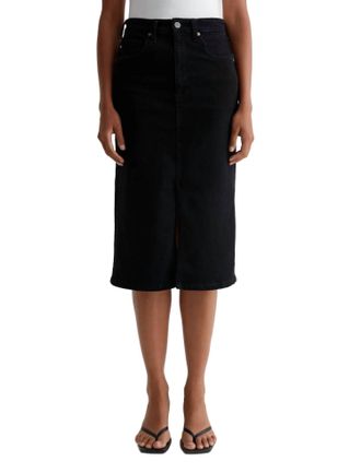 AG - Adriano Goldschmied High-Waisted Midi Tefi Skirt In Washed Black