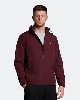 Lyle & Scott jack met rits en capuchon in bordeauxrood