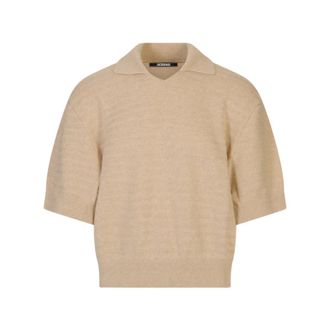 Jacquemus LE Polo Maille Chevron - male - Jacquemus - V-neck Knitwear - Brown - M - Knitwear