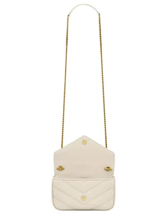Saint Laurent Womens Shoulder Bag Loulou Mini Ivory Lamb Leather