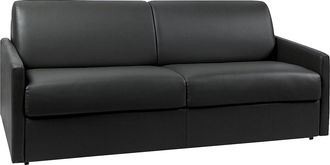 Vente-Unique Sof&aacute; cama italiano 4 plazas piel sint&eacute;tica CALIFE - Negro - Cama 160 cm - Colch&oacute;n 18 cm