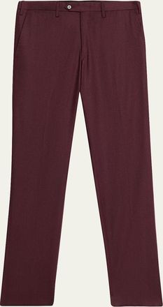 Kiton Mens Wool and Cashmere Flat-Front Pants