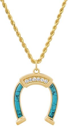 Established Diamond & Turquoise Horseshoe Pendant Necklace at Nordstrom