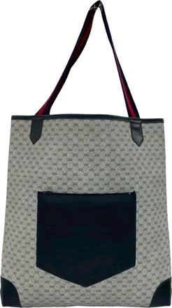 Gucci Navy Red Color Leather Pvc Handbag Tote Bag (Pre-Owned)