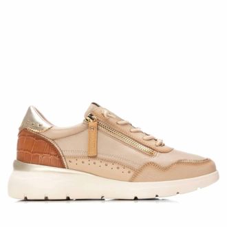 Carmela Womens Leather Casual Slip On Sneakers In Beige