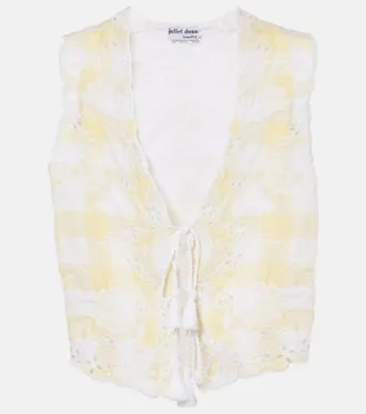 Juliet Dunn Gilet in cotone a quadri con ricamo