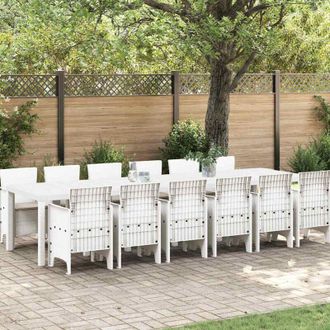 vidaXL Conjunto De Comedor De Jard&iacute;n 13 Pcs Blanco Ratan Polt Vidaxl