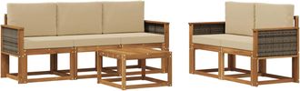 vidaXL Conjunto De Sof&aacute;s De Exterior 6 Uds. Natural Vidaxl